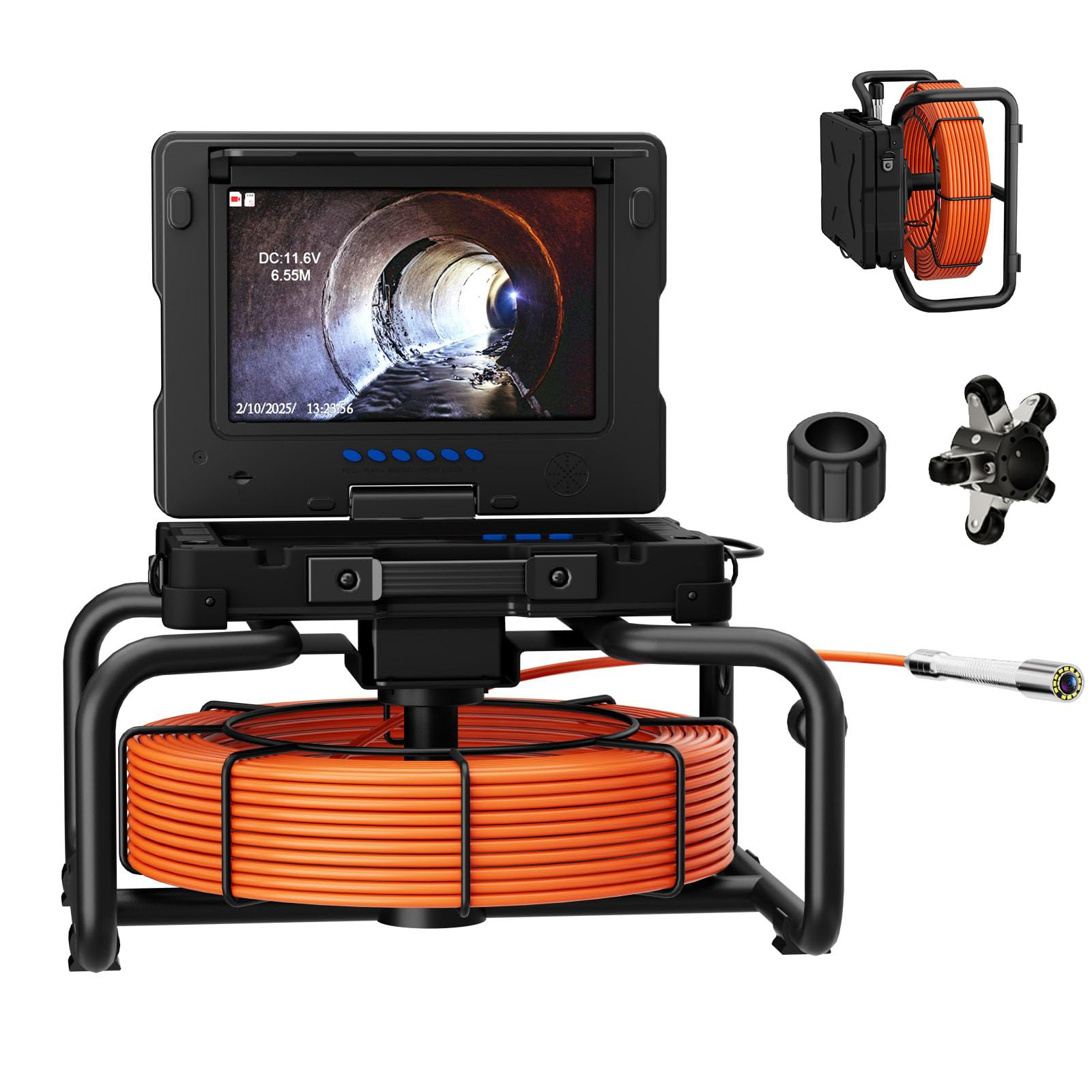 Kamera Kanalizacyjna, Przemysłowy Endoskop DVR, 9-calowy Oscyloskop Hydrauliczny AHD 1080P, Licznik Metrów, Sonda 23 Mm, 12 Białych Lamp LED, Kabel 7 Mm, Patrol Miejski, Inspekcja Ru(Size:50 M/164 FT)