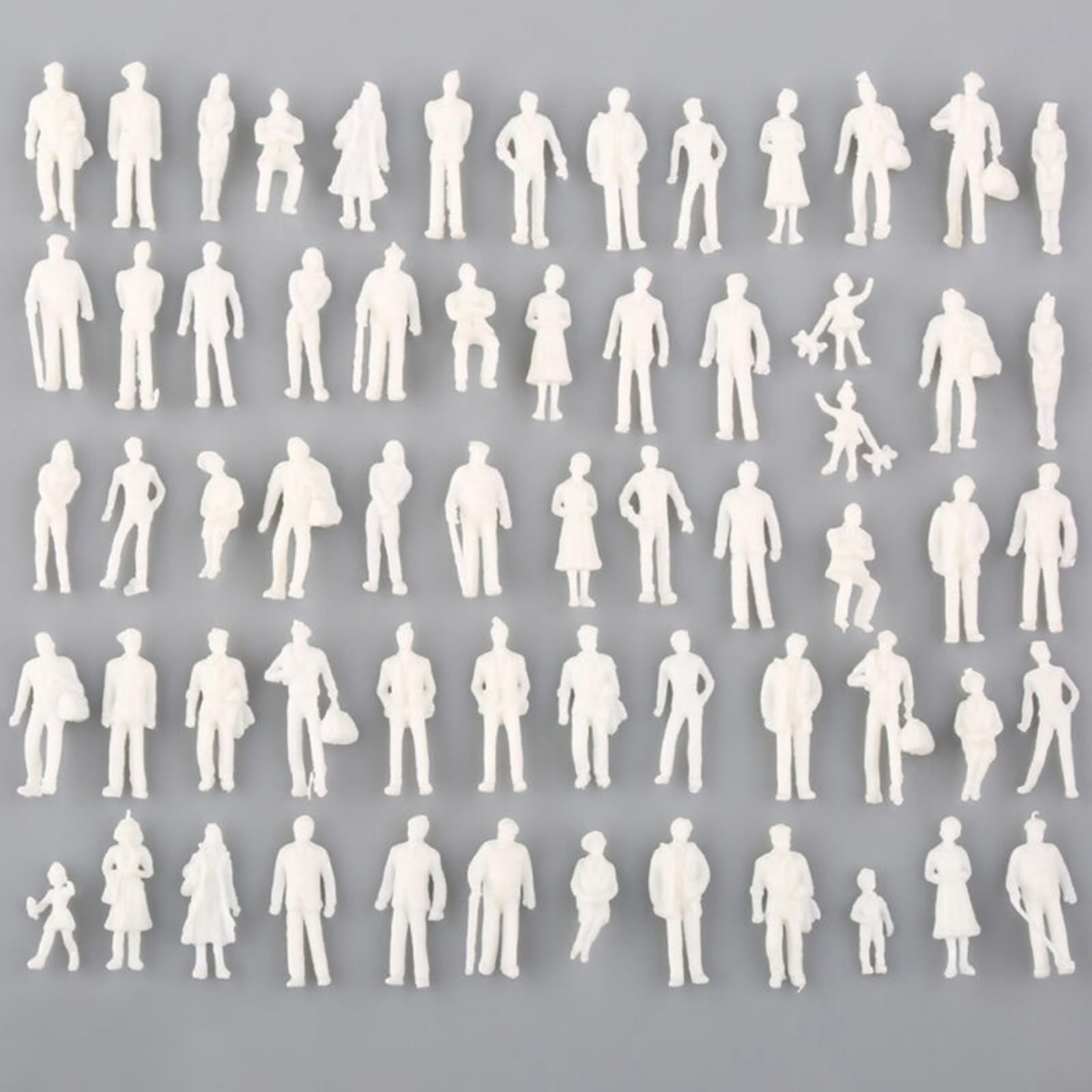 URPIZY Modellfiguren 1:75 - 50 Stück Weiße Architektur-Figuren Für Modelleisenbahn