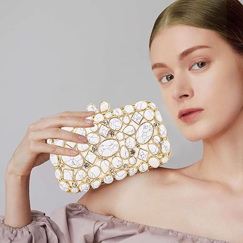 Miniatura 6 de Bolso de mano de noche de cristal turquesa elegante para novia, boda, fiesta, para mujer