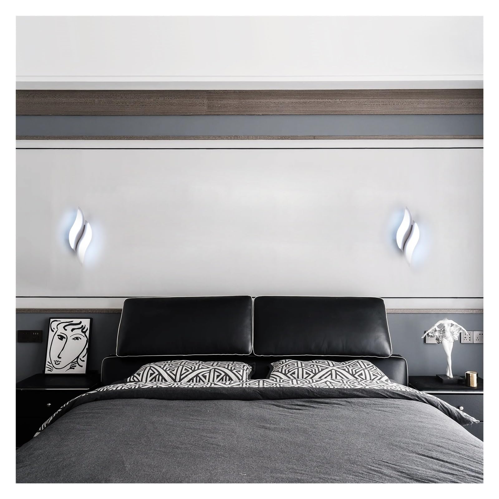 Kinkiet Wewnętrzny LED 12 W, Nowoczesny, Metalowy Akrylowy Do Sypialni, Lampa Ścienna Na Schody, Białe Światło 6500 K Elastyczna Regulacja