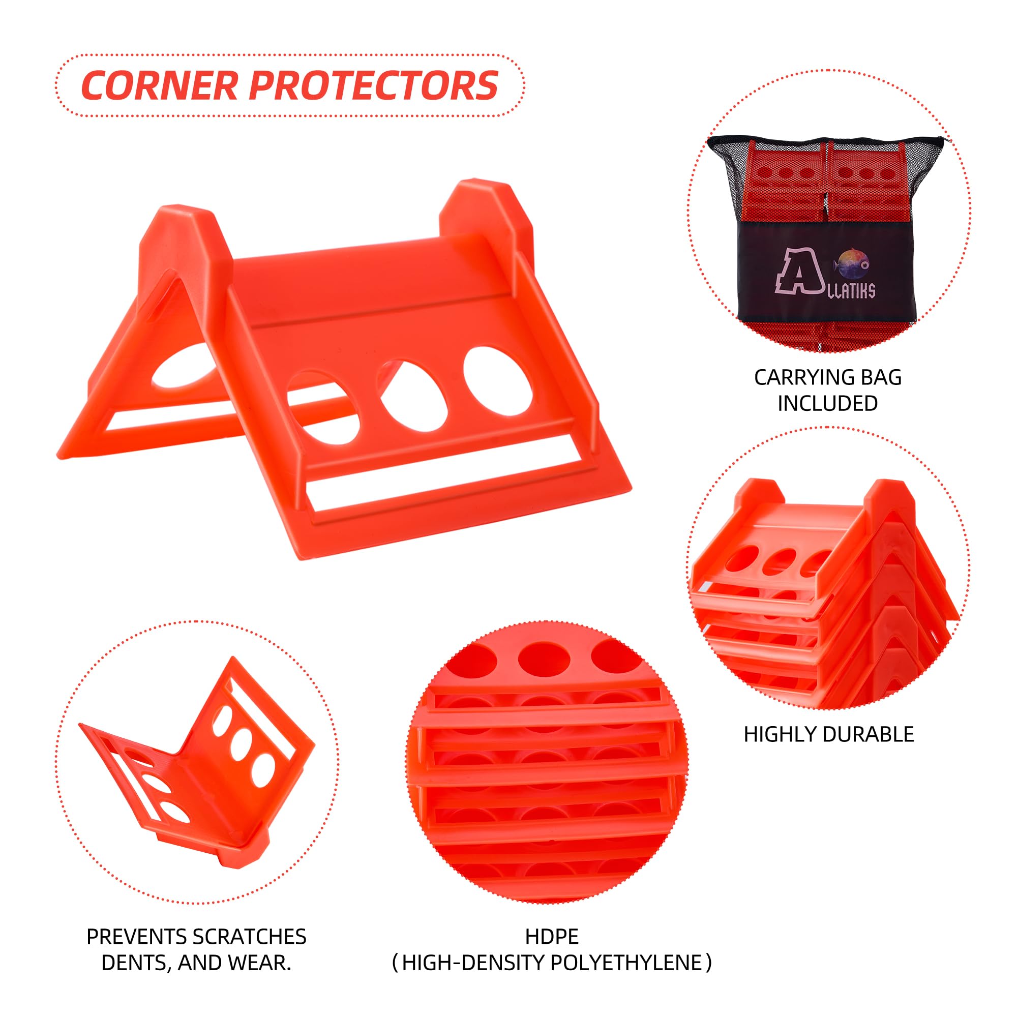 Confezione da 32 protezioni per bordi piatti da 10,2 cm con custodia per il trasporto, cinghie a cricchetto per verricello da 10,2 cm, protezioni angolari in plastica per camion e spedizioni