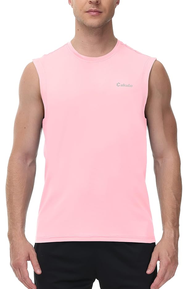 Cakulo Men's Quick Dry Workout Tank Tops Swim Shirts Light Pink XL by Cakulo - Used condition - US$15.49