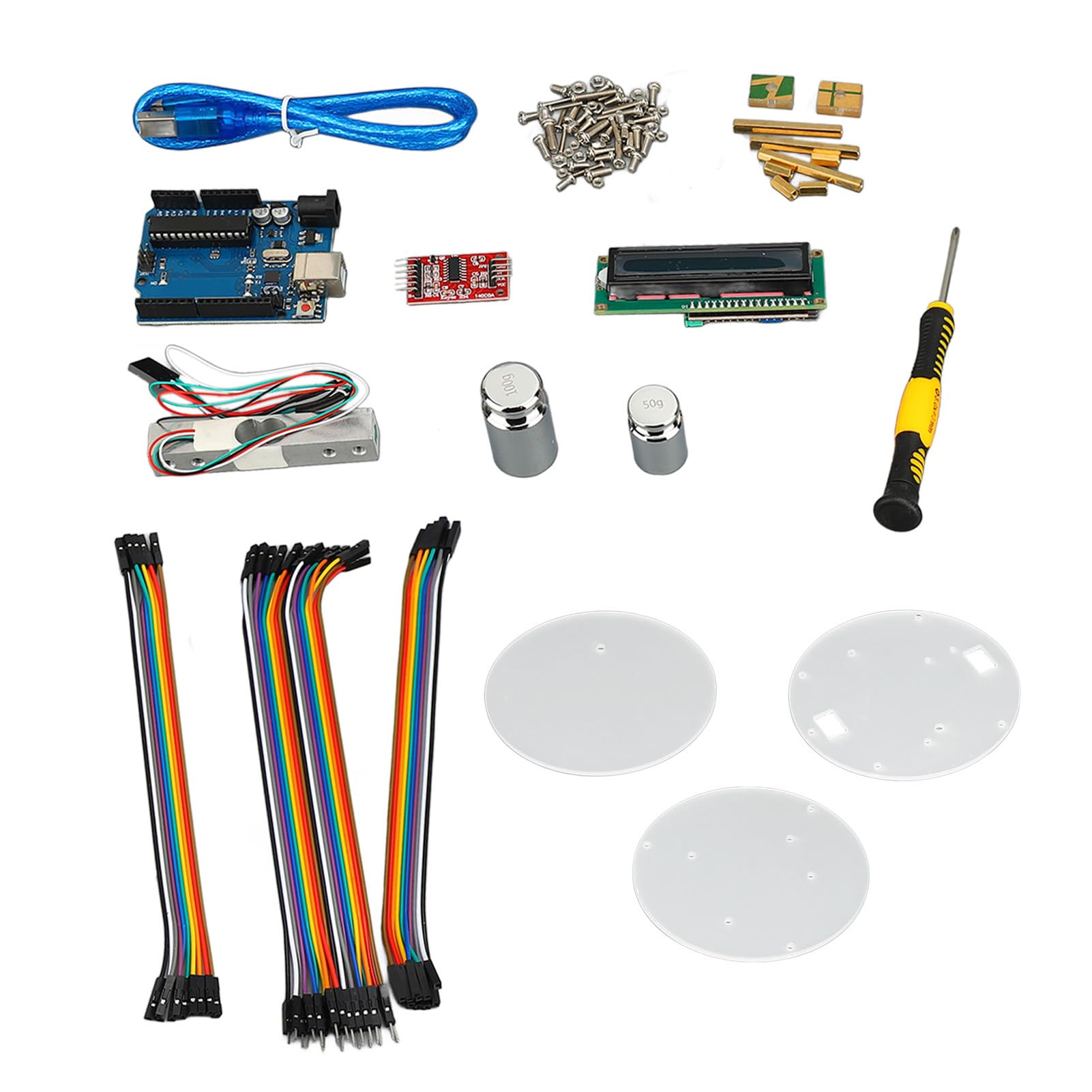 Tyenaza Kit de placa de desarrollo de báscula electrónica, pantalla LCD 1602, kit de programación de báscula digital de alta precisión con celda de carga de 5 kg