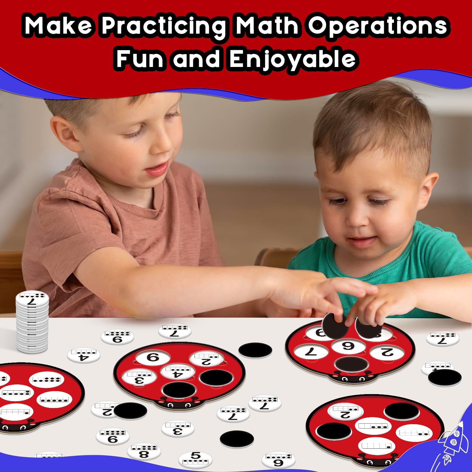 SkilLify Math Games for Kids, Math Manipulatives Kindergarten Preschool Counting Toys, Ten Frame Set Addition and Subtraction Flash Cards Matching Bingo Number Games Homeschool Classroom Must Haves