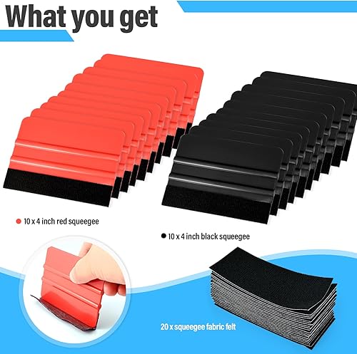 Miniatura 2 de Gomake Paquete de 20 espátulas de vinilo con 20 piezas de tela de fieltro para tintar película, herramienta de aplicación de papel tapiz de