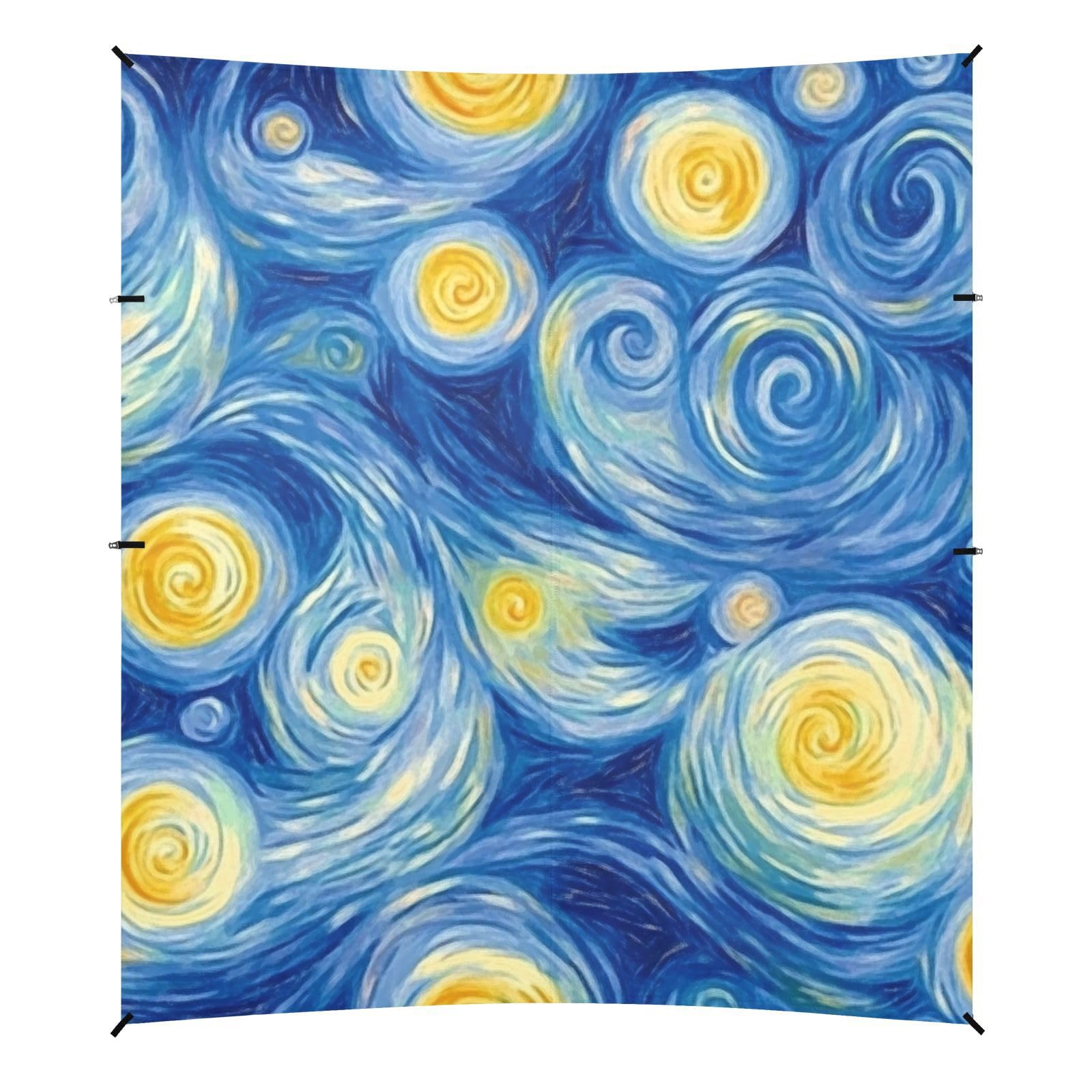 Masterpiece Starry Night Oil Painting10 Stable Beach Tent UPF50+ Easy Setup Sun Shade with Sand Shovel for Camping, Picnics, Backyard & Fishing