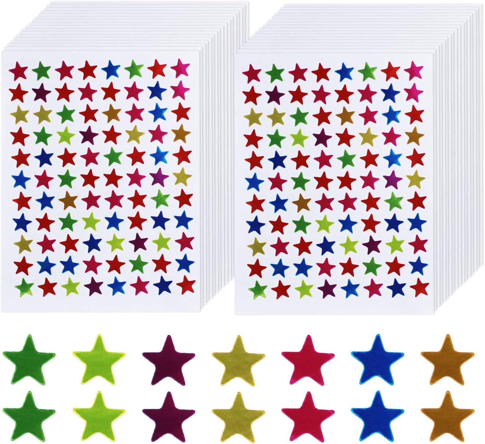 50 Sheet 4400 Pcs Star Stickers, 10mm10 Colours Foil Gold Stars Sticker Self-Adhesive Reward Stickers for Teachers Children Reward Chart Craft