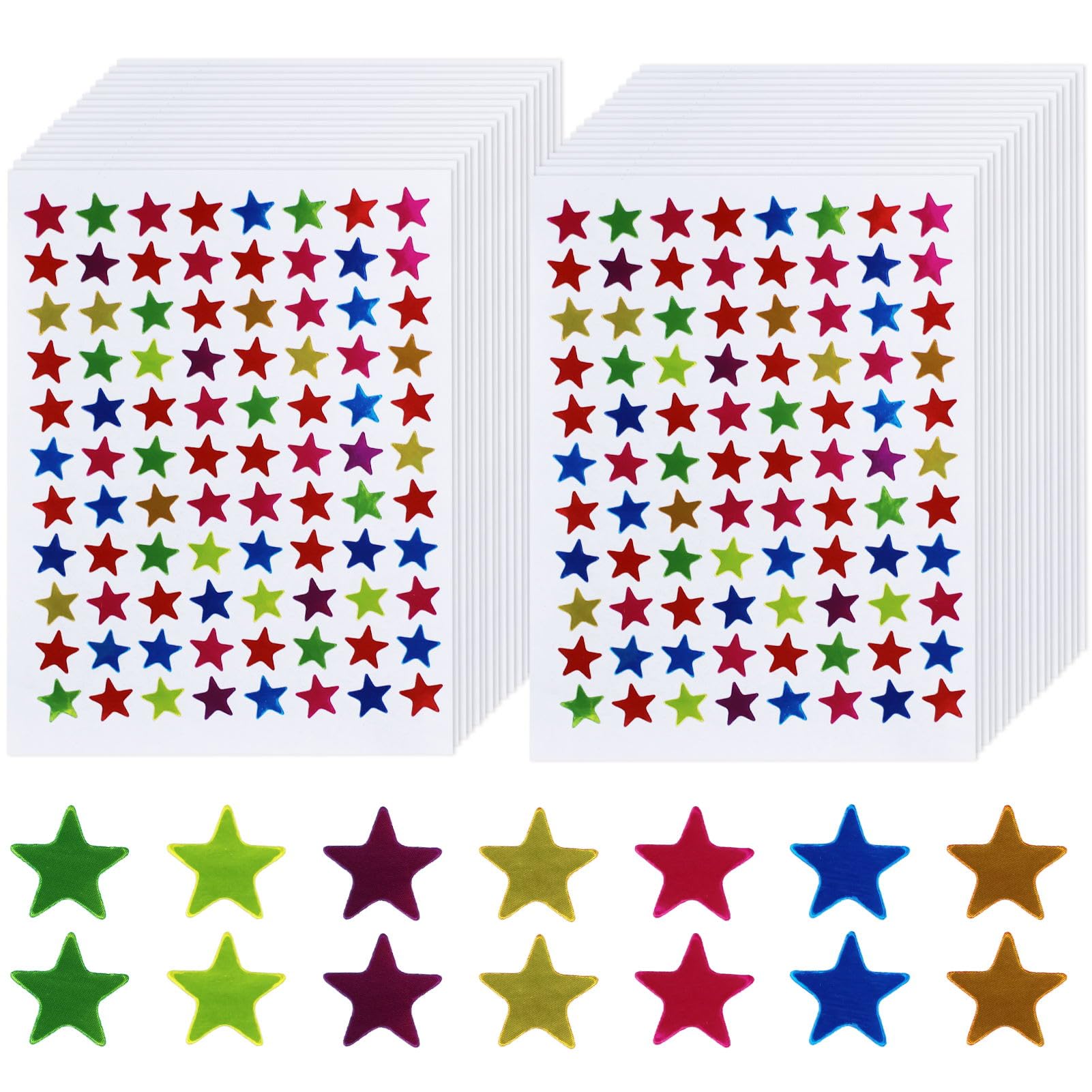 50 Sheet 4400 Pcs Star Stickers, 10mm10 Colours Foil Gold Stars Sticker Self-Adhesive Reward Stickers for Teachers Children Reward Chart Craft