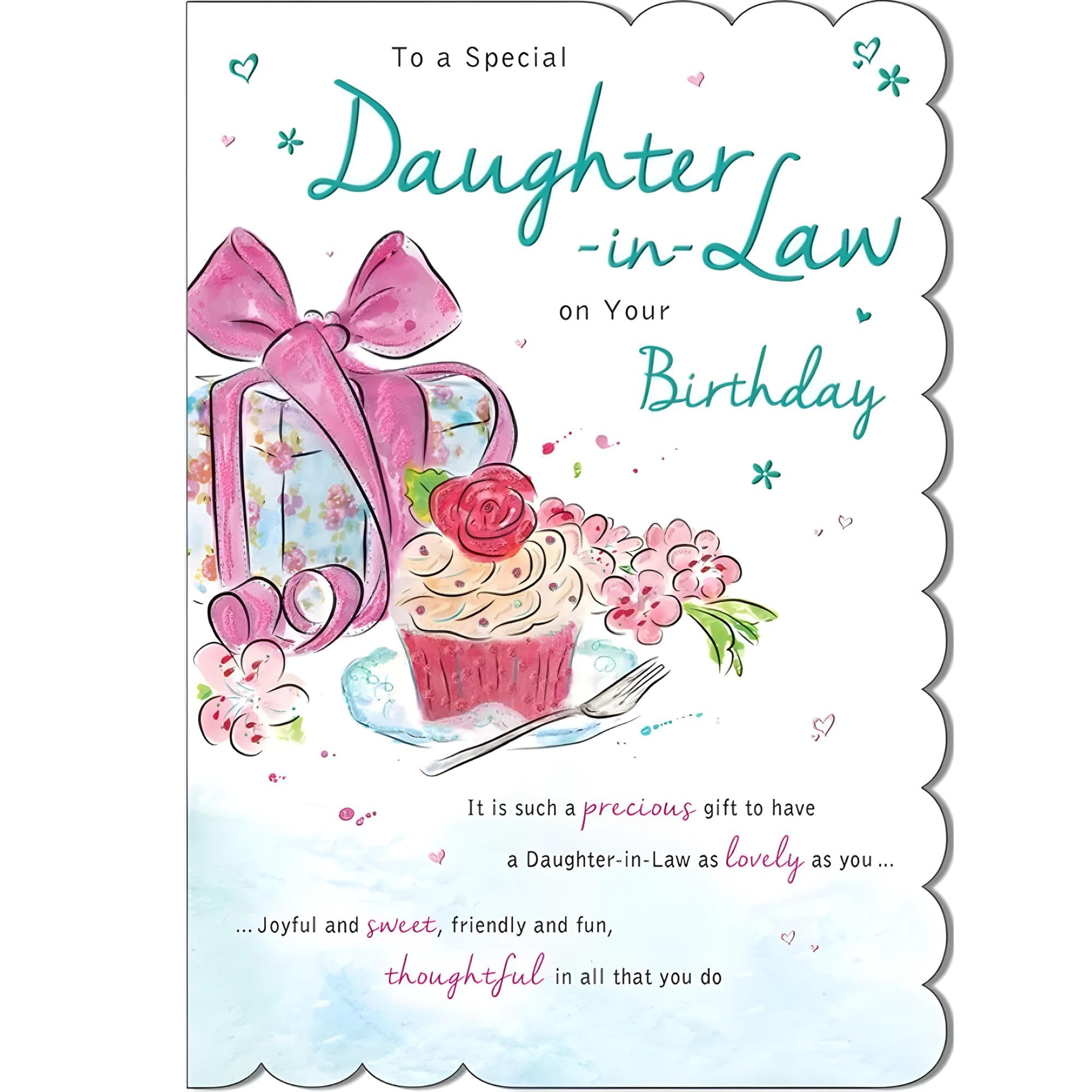 Flower Art Daughter-in-law Birthday Card With Printed Inserts