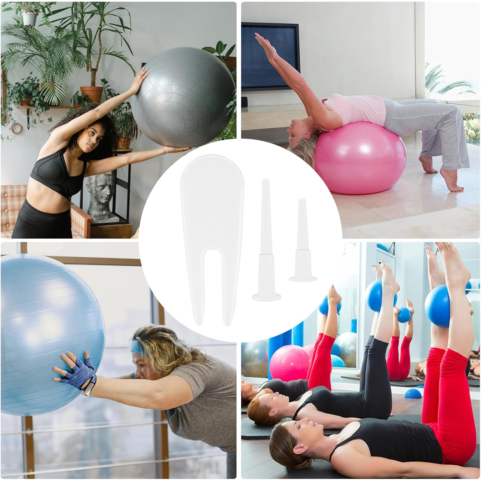 8 Piezas Kit De Repuesto Para Tapón De Bola Para Ejercicios, Bola De Yoga, Tapón De Aire, Tapón De Aire De La Bola De Fitness, Con 1 Pieza De Dispositivo De Extracción