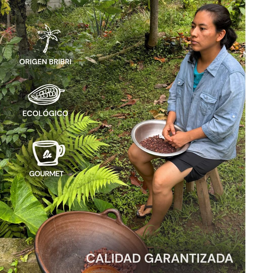 Nibs de cacao 100% cacao puro gourmet artesanal natural sin azúcar origen Caribe Bribri Costa Rica micro-lotes secado al sol y tostado con leña bolsa hermética con válvula