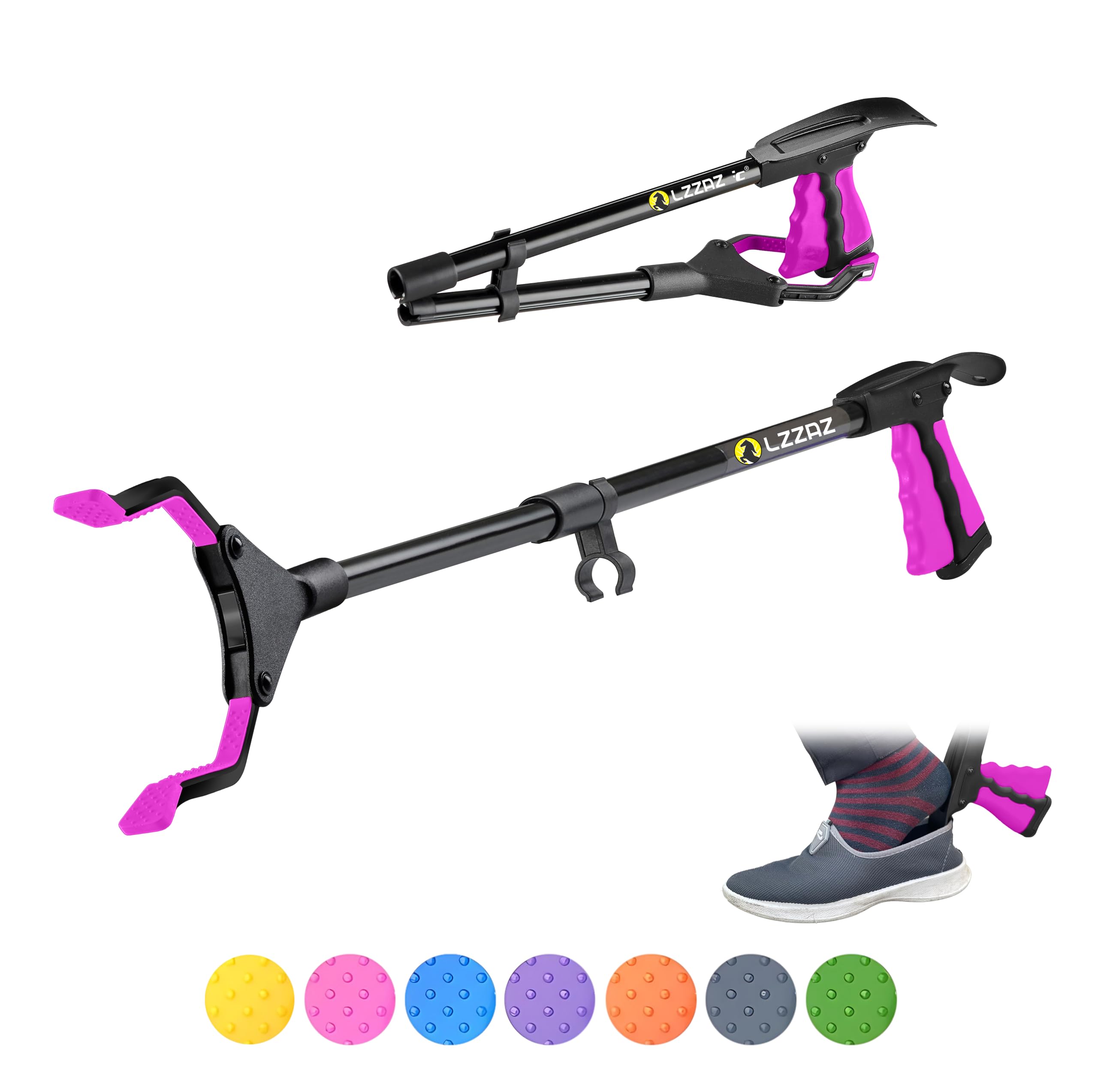 Ramasse-litière de qualité supérieure de 81,3 cm avec chausse-pied, bâton de préhension polyvalent pour aide à la mobilité réduite, aide à la mobilité, aide aux personnes handicapées, aide à la