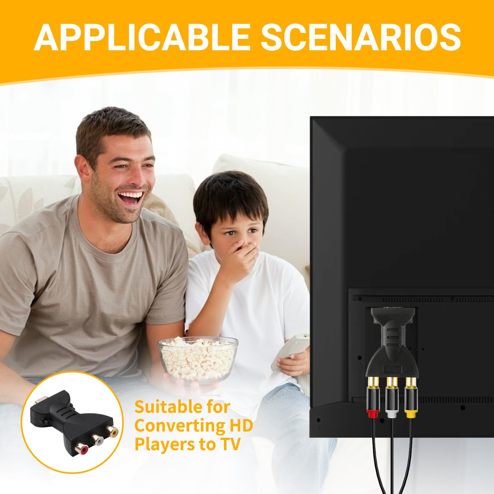 HDMI to AV RGB RCA Converter, 1080P High-Definition Audio Video Converter HDMI to 3 RGB Adapter - Image 4