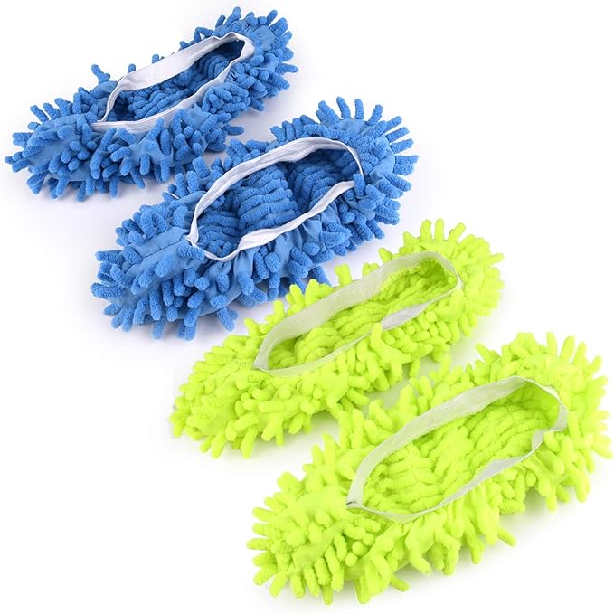 TUPARKA 2 Pairs Mop Slippers Mop Shoe Microfibre Slippers for Cleaning