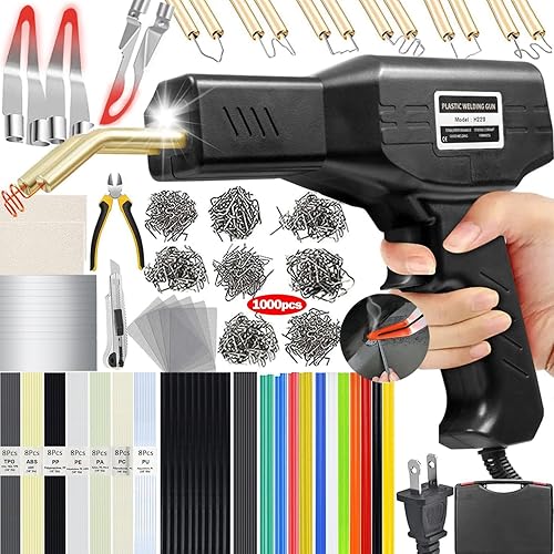 Miniatura 9 de Soldador de plástico mejorado de 220 W, kit de soldadura de reparación de soldadura de plástico 2 en 1, 1000 unidades, pistola de soldadura en