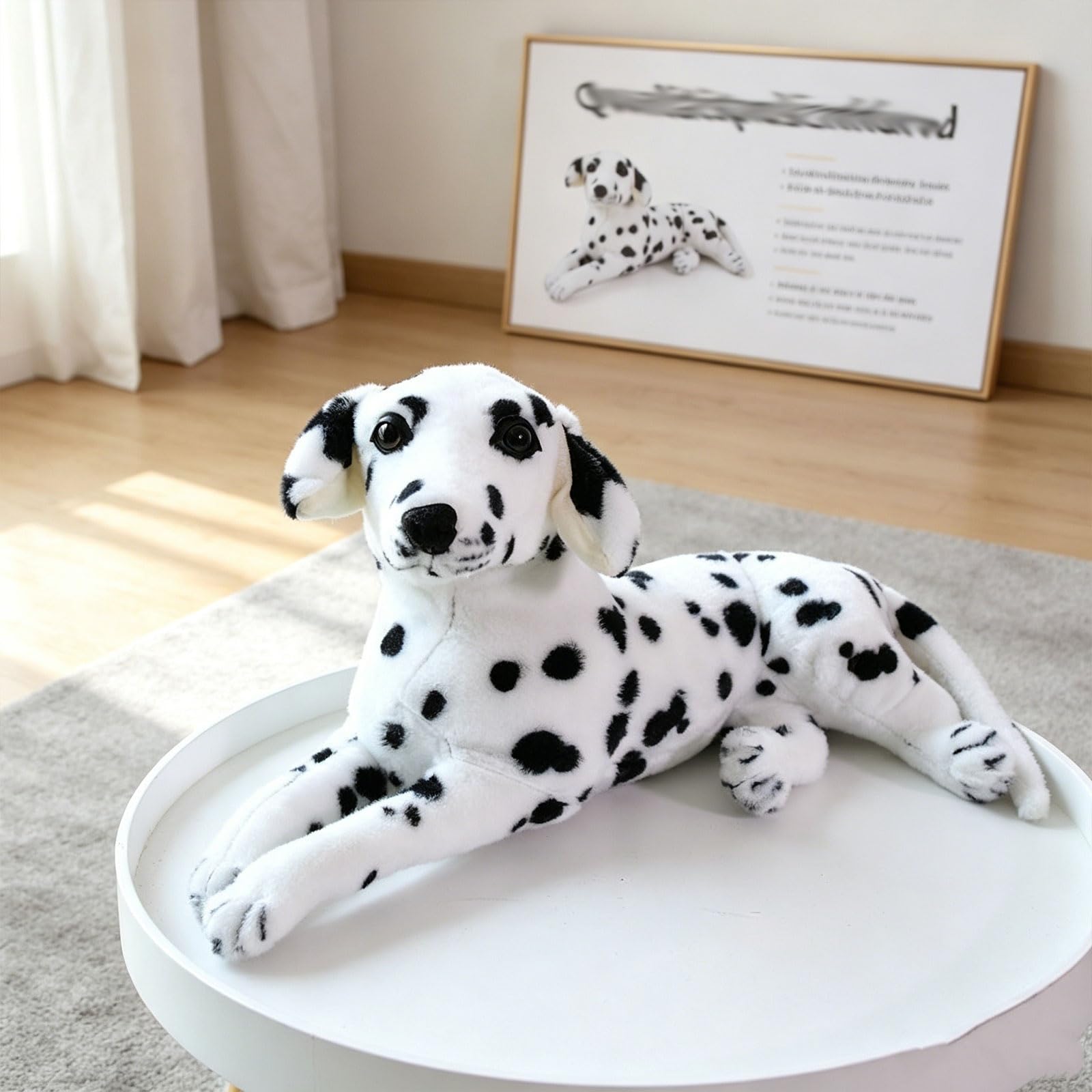 Dalmatiner Plüschtier, liegende Form in Mehreren Größen, realistischer gefleckter Hund Stofftier,Das Kuscheltier für Kinder und Erwachsene, als Geschenk und Wohnzimmerdekoration (75 cm)