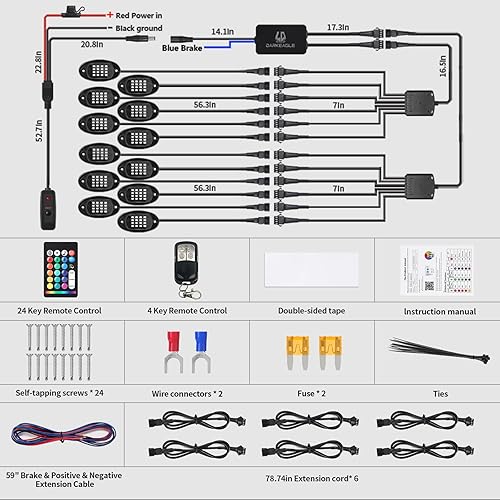 Miniatura 26 de 8Pods - Kit de luces LED RGB segmentadas para Jeep, camiones, UTV, ATV, carrito de golf, RZR SXS Offroad cuatro ruedas con control remoto APP/RF