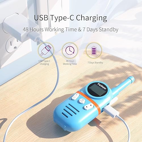 Miniatura 96 de Walkie Talkies para niños recargables, juguetes para niños y niñas de 3 a 12 años, paquete de 3 radios de 2 vías de largo alcance, regalos de Jardín