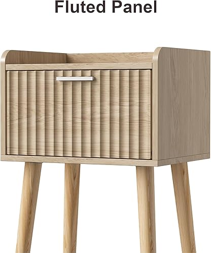 Miniatura 41 de LAATOOREE Mesita de noche, juego de 2 unidades, mesa auxiliar pequeña con puerta de ratán, estilo bohemio para dormitorio, sala de estar, color