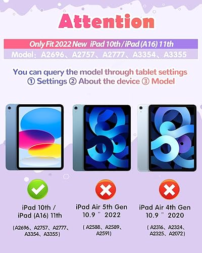 Miniatura 2 de Wazzasoft Funda de silicona suave para iPad de 10.9 pulgadas para iPad de 10.9 pulgadas, diseño de gato kawaii con diseño de caricaturas en 3D, con