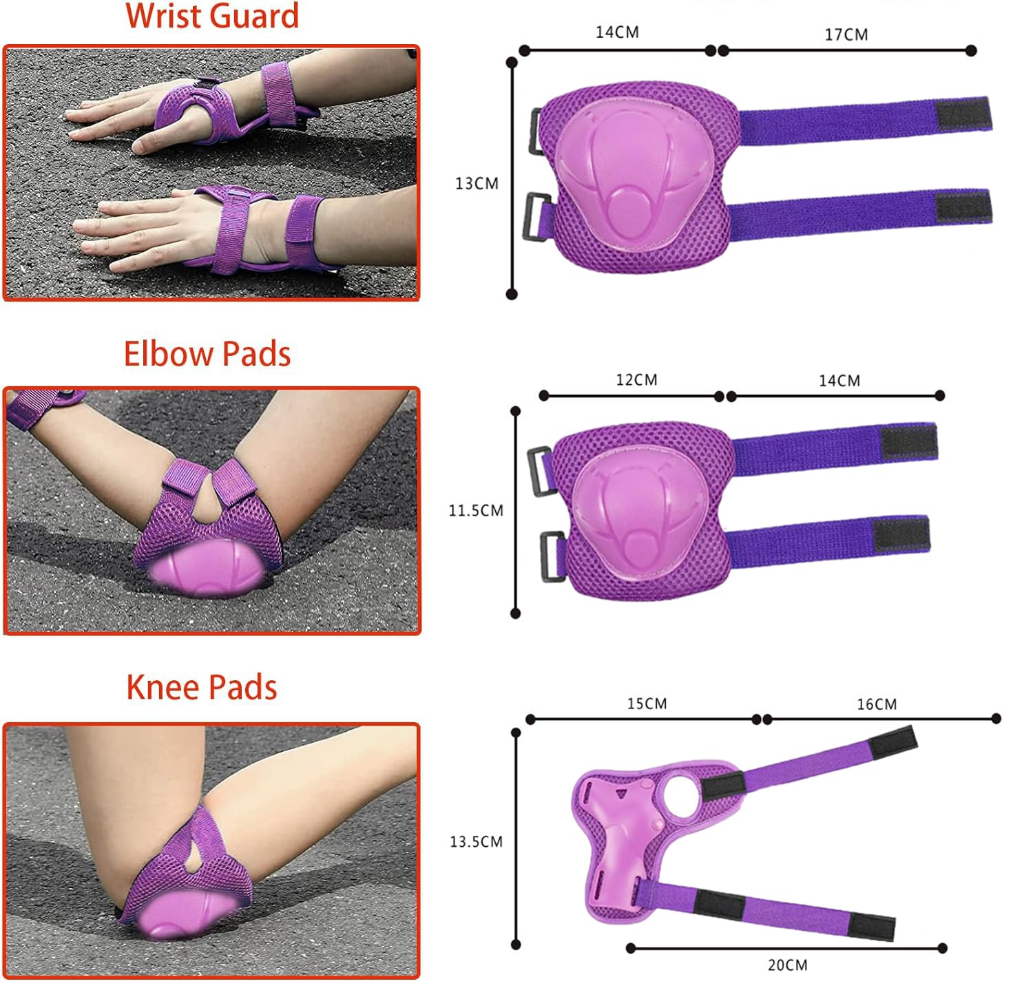 Set de Protection Enfant 7 Pièces Casque Vélo Genouillères Coudières Protège-Poignets