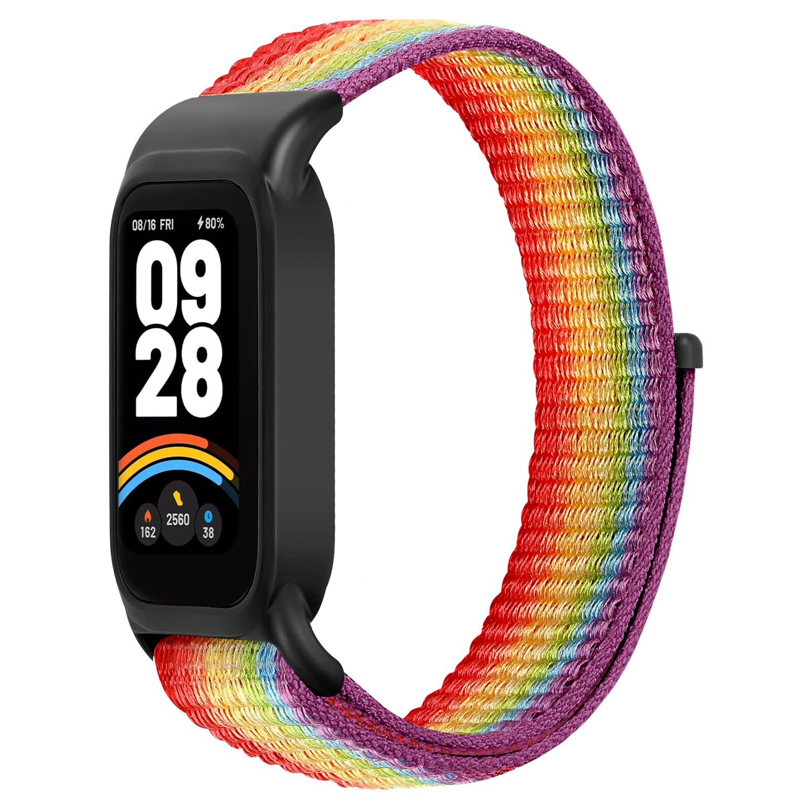 Huamanlou Nylon Strap Compatible with Xiaomi Smart Band 9 Active/Redmi Smart Band 3, Adjustable Sport Loop Replacement Wristband for Xiaomi Smart Band 9 Active