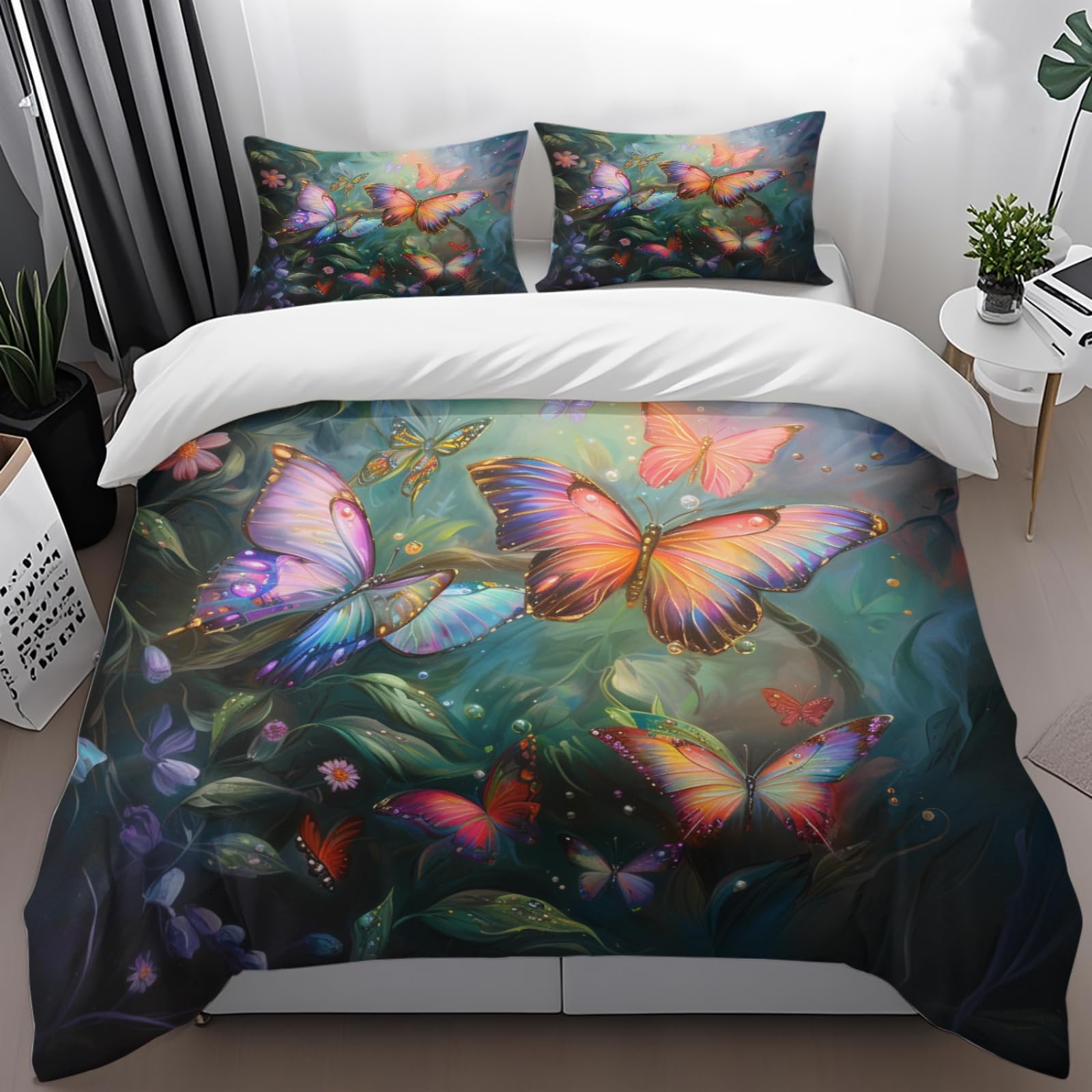Housse couette 140x200 doux microfibre respirante et durable motif coloré
