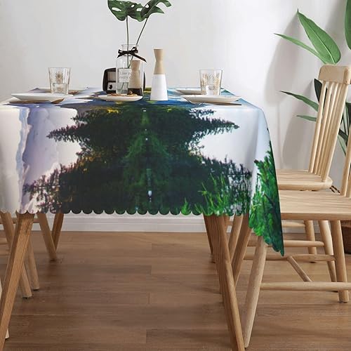 Miniatura 2 de Aimeryup Mountain Lake Sunny Day - Mantel rectangular impermeable para mesas rectangulares de 6 pies, manteles de mesa para comedor y fiesta, 54 x