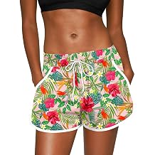 For G and PL Women Summer Floral Beach Boardshorts with Pockets Swim Trunks