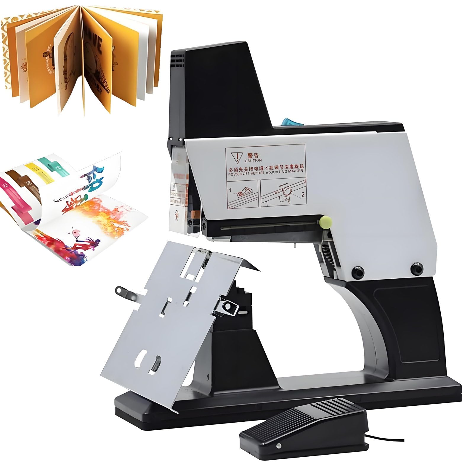 Grapadora eléctrica automática de escritorio, grapadora rápida de 9 velocidades, grosor ajustable de 100 mm, 9 niveles de intensidad, encuadernación de libros pesados, cabezal único