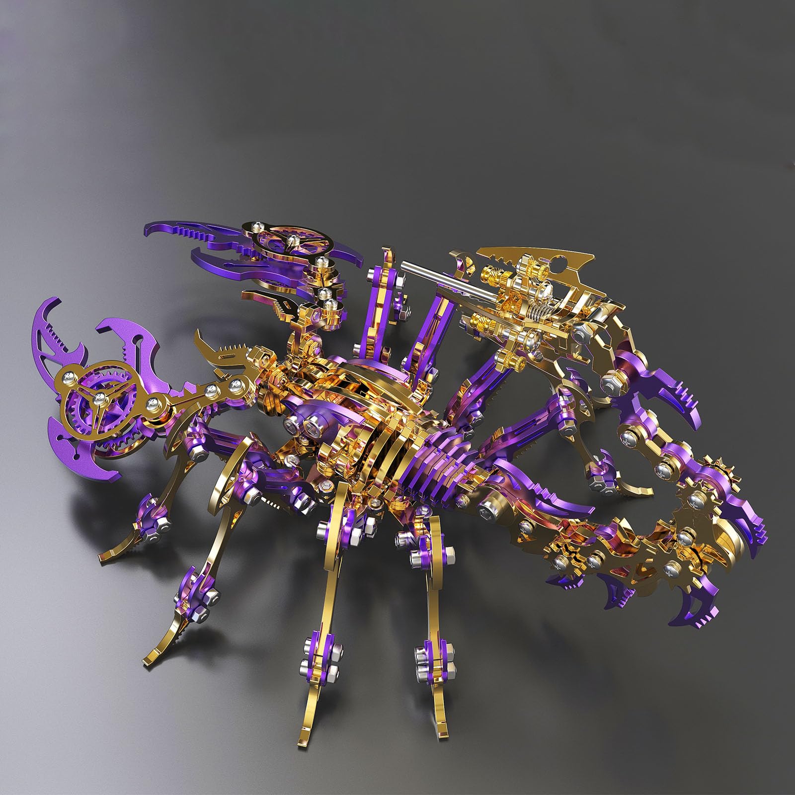 Metalkitor Scorpion Zestaw metalowych puzzli 3D dla dorosłych i nastolatków, 454 szt., modele montażowe mechaniczne, montaż 4 godziny, idealne na prezenty i dekoracje (złoto-fioletowy)
