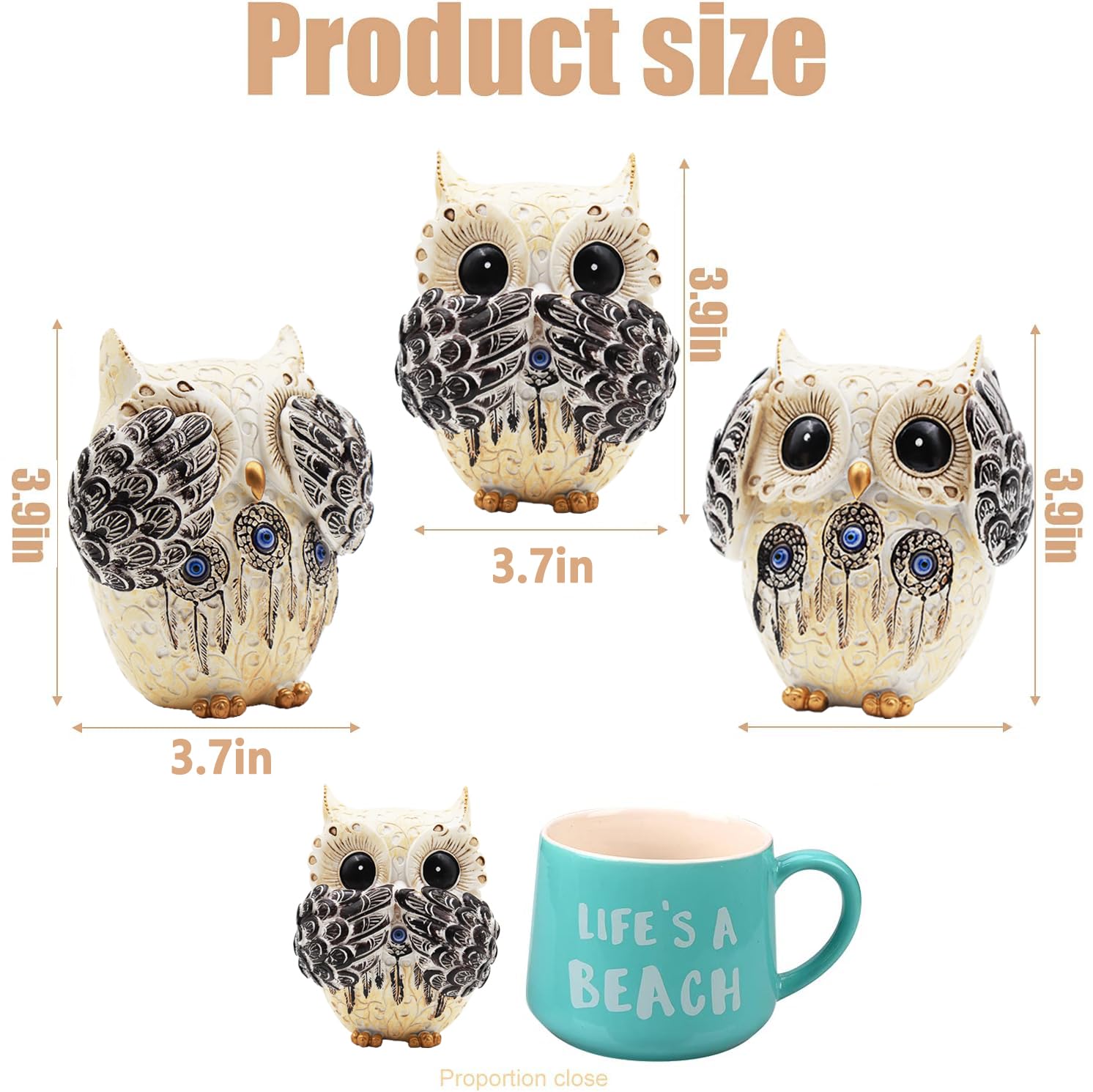 Irayin 3 Owl Figurines Decor, Owl Statue Figurine, See No Hear No Speak No Evil Ornaments, Crafted Animal Sculpture - Image 2