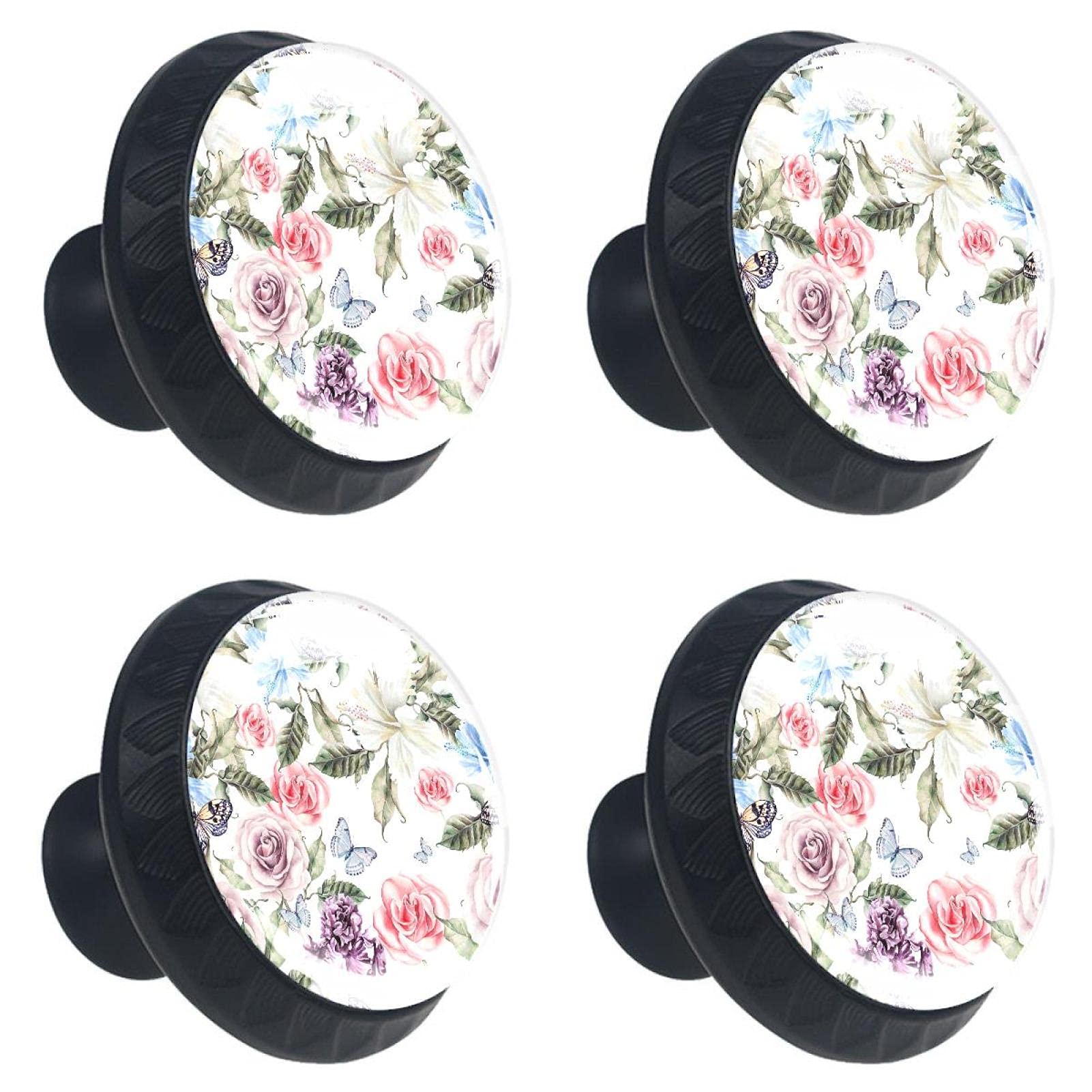 Boutons de tiroir en verre cristal papillon haut de gamme poignée lumineuse meuble chic