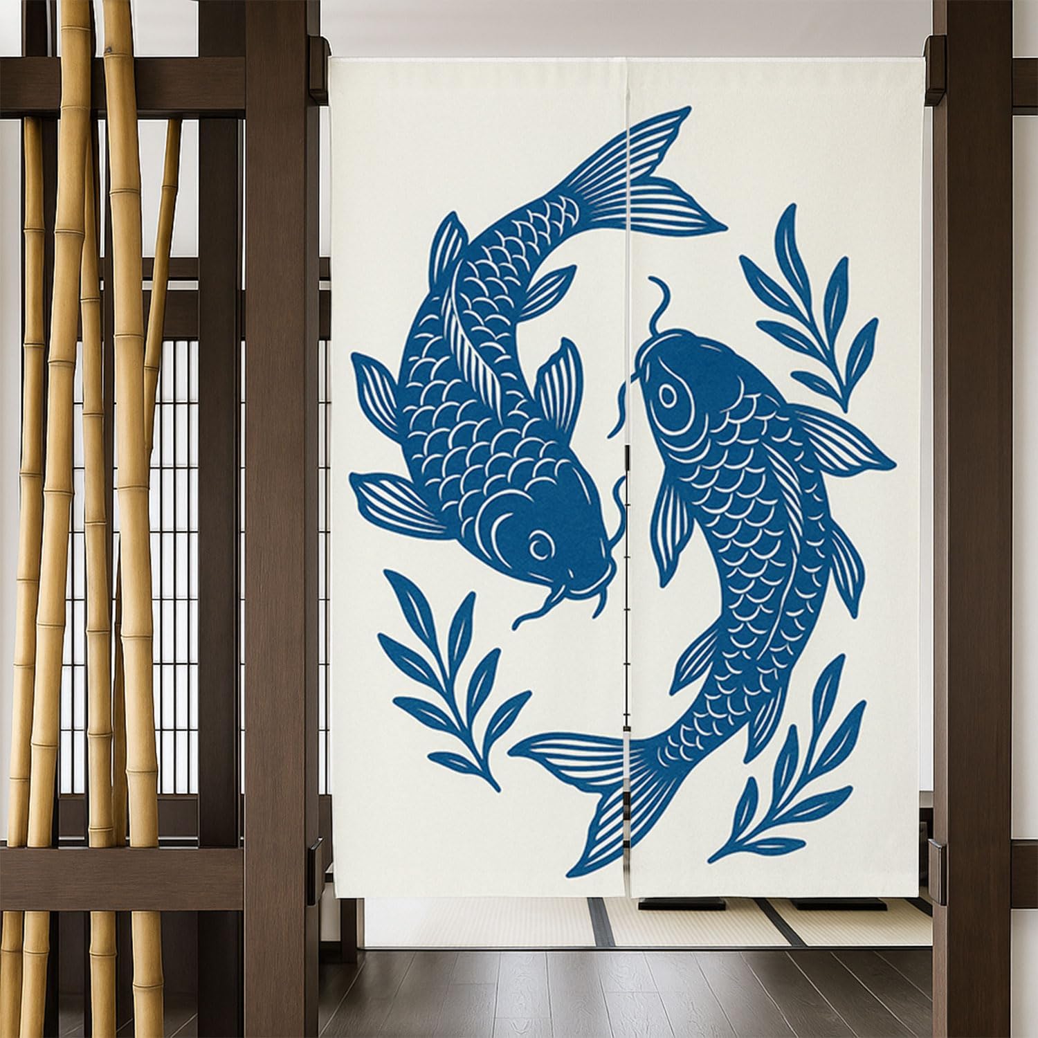 Japanese Door Curtain, Asian Noren Japanese Doorway Curtain, Cotton Linen Door Curtains, 33.5"x 55" inch, Tapestry for Kitchen Bistro Partition Shading Home Decoratives