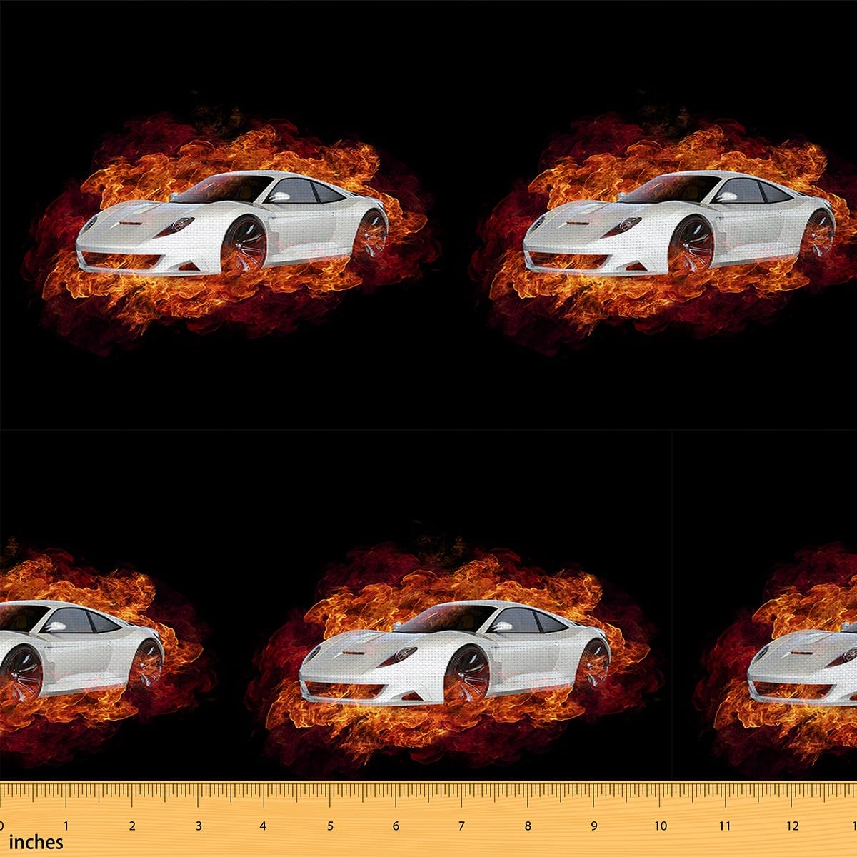 Race Car Fabric by The Yard Speed Sports Car Upholstery Fabric for Chairs Racing Car Flame Luxury Waterproof Outdoor Fabric 2 Yards (L184*W150cm)