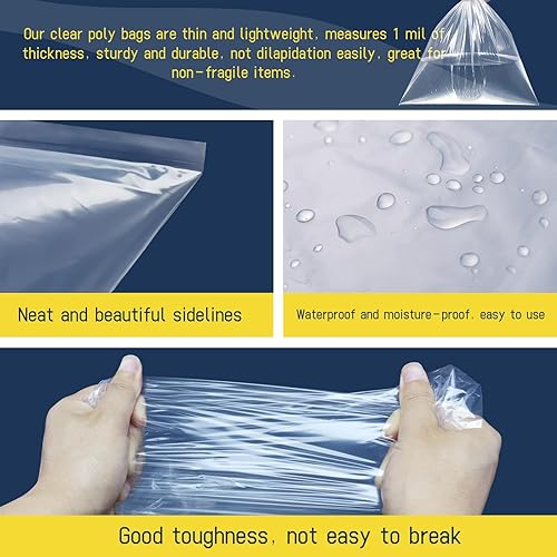 Miniatura 10 de WFPLUS Paquete de 100 bolsas planas de plástico transparente de 18 x 24 pulgadas bolsas de mercancía de ropa para alimentos pan masa embalaje de