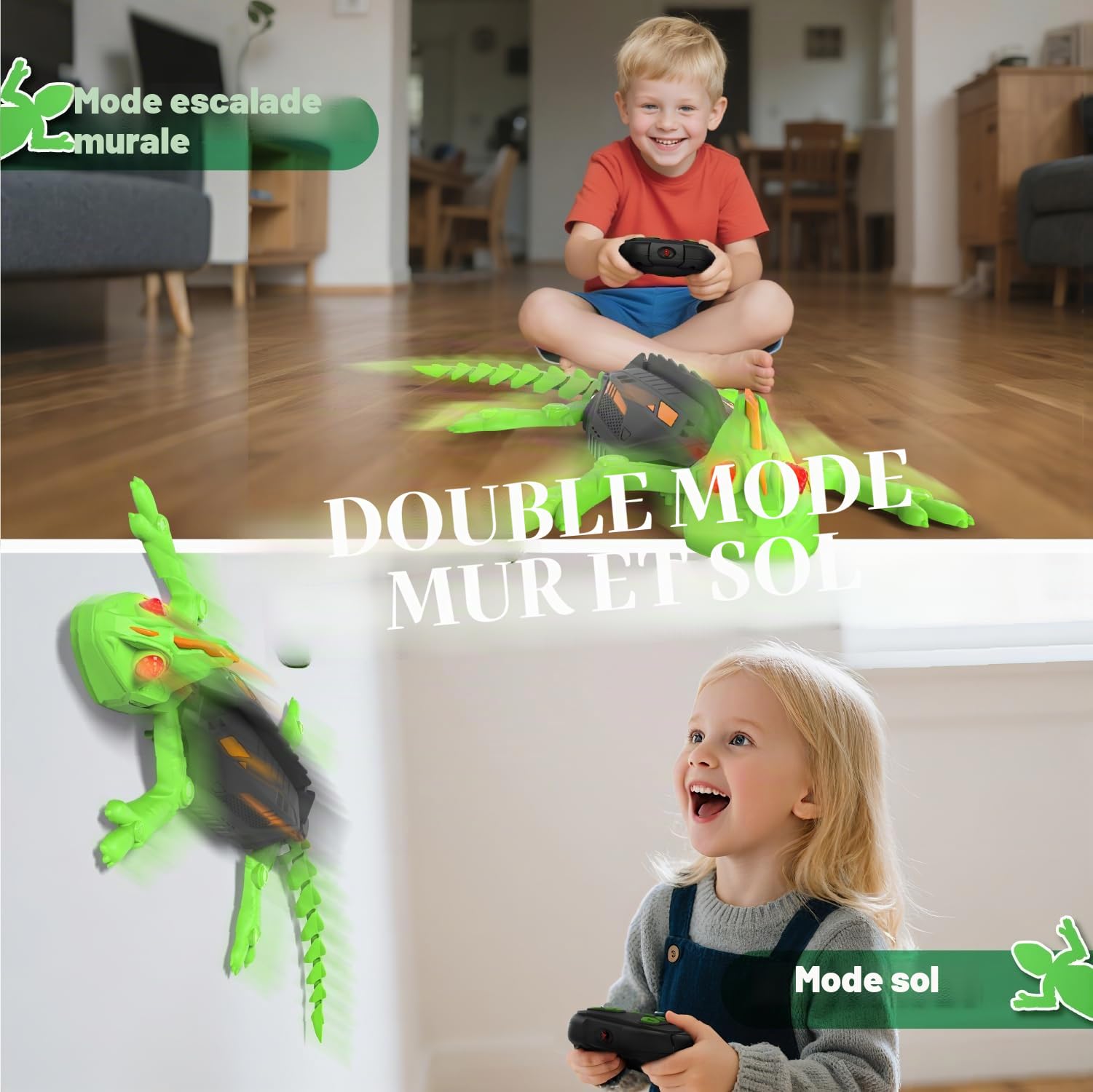 snookids Gecko Radiocommandé Grimpeur, Lezard Télécommandé Robot Jouet Qui Escalade Murs et Plafonds, Yeux LED Lumineux Mouvements Réalistes, Cadeau Enfant pour Garçons et Filles 3 4 5 6 7 8+