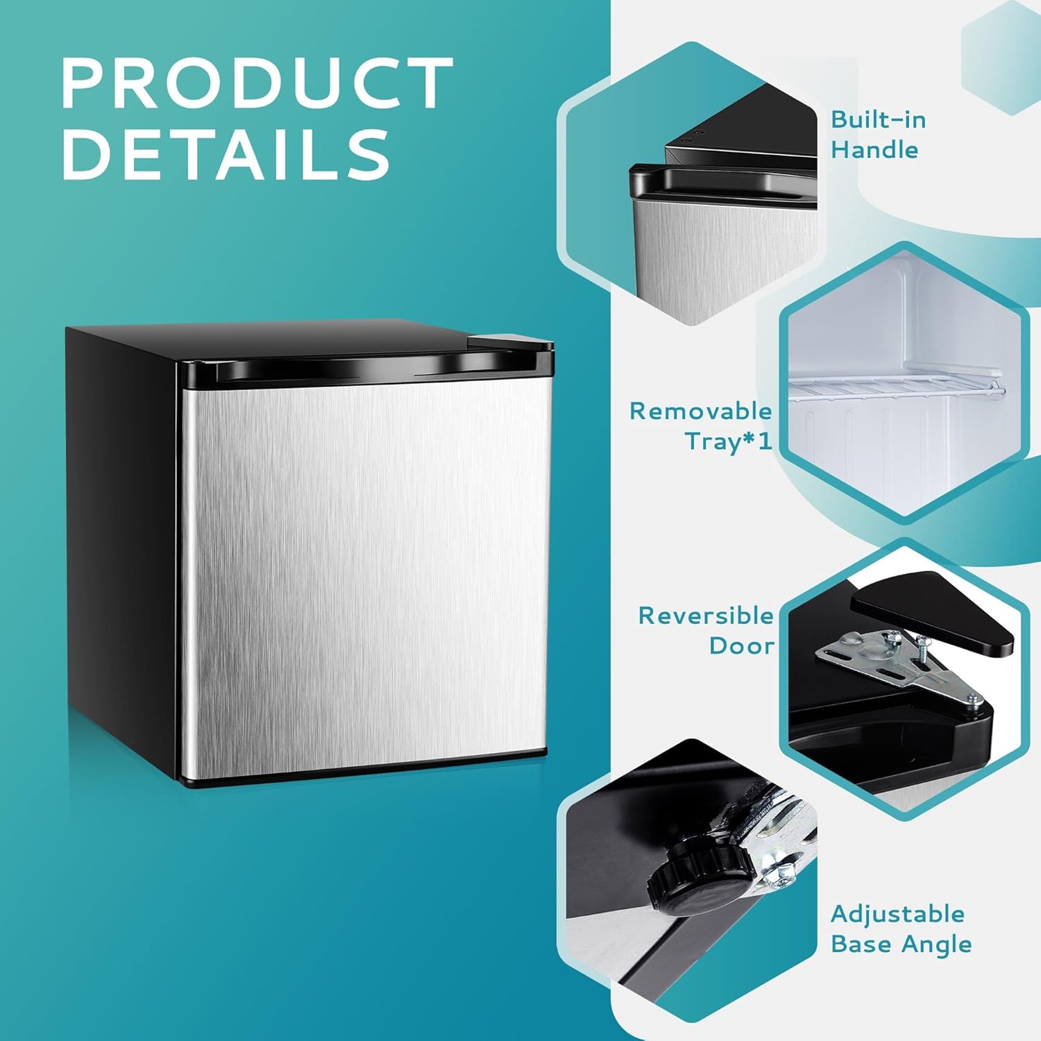 1.1 Cu.ft Upright Freezer, Stand Up Freezer with 7-Level Mechanical Thermostat, Compact Freezer for Office, Apartment, Dorm, Reversible Door, Silver