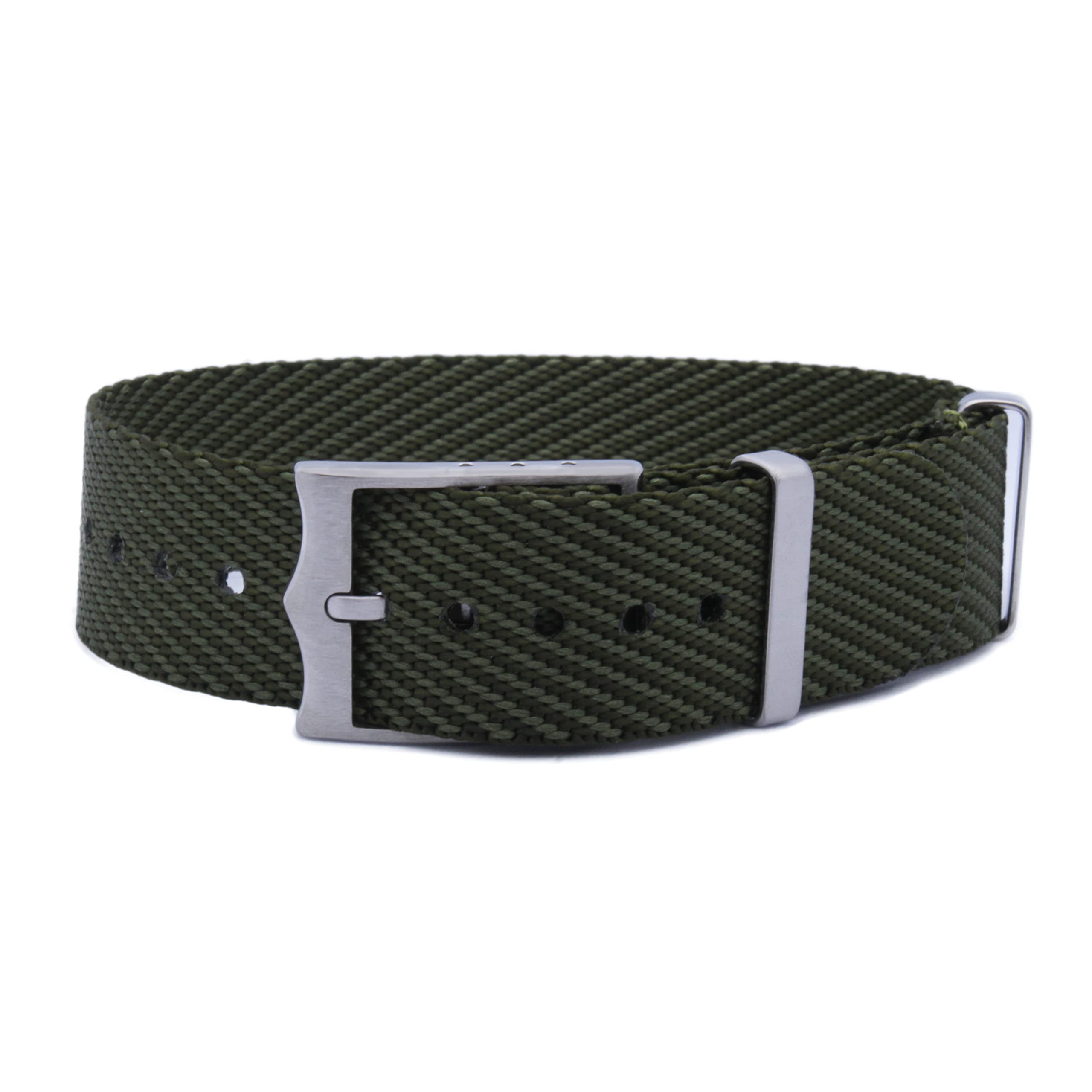 WAMD Single Layer/Single Pass Nylon Fabric NATO Watch Straps/Bands with Crown Buckle - Choice of Colour & Width (Green and Light Green, 20 mm) (B0BFHYLFR4) Amazon Price History, Amazon Price Tracker