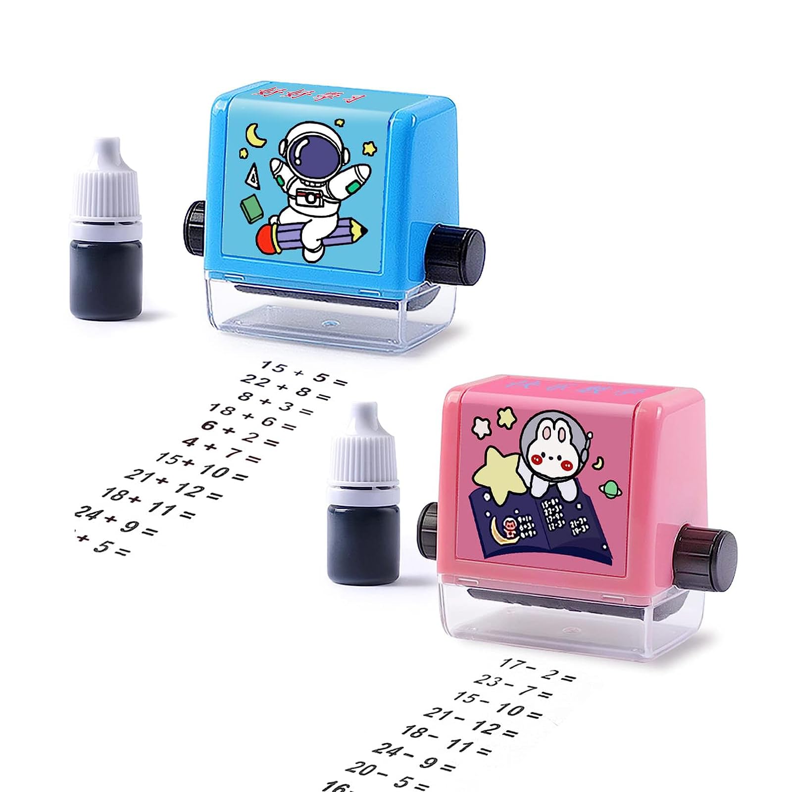 Brain Improvement Device for Kids, Math Practice Stamps, Math Roller Stamp for Addition Subtraction Multiplication Division, Smart Math Roller Teaching Stamps for Kids (Add and subtract)