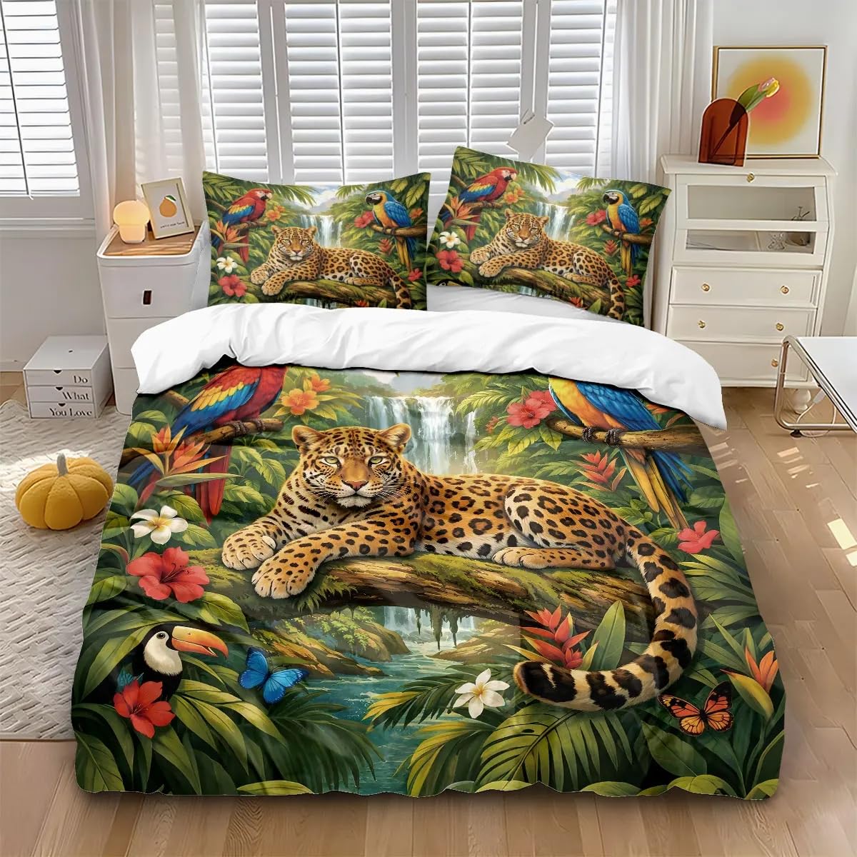 NDXRWDZR Double Duvet Cover Set Cheetah Duvet Cover with Zipper Closure Bedding for Aldults Kids Soft Hypoallergenic Microfiber Quilt Cover 200x200 cm + 2 Pillowcases 50x75 cm