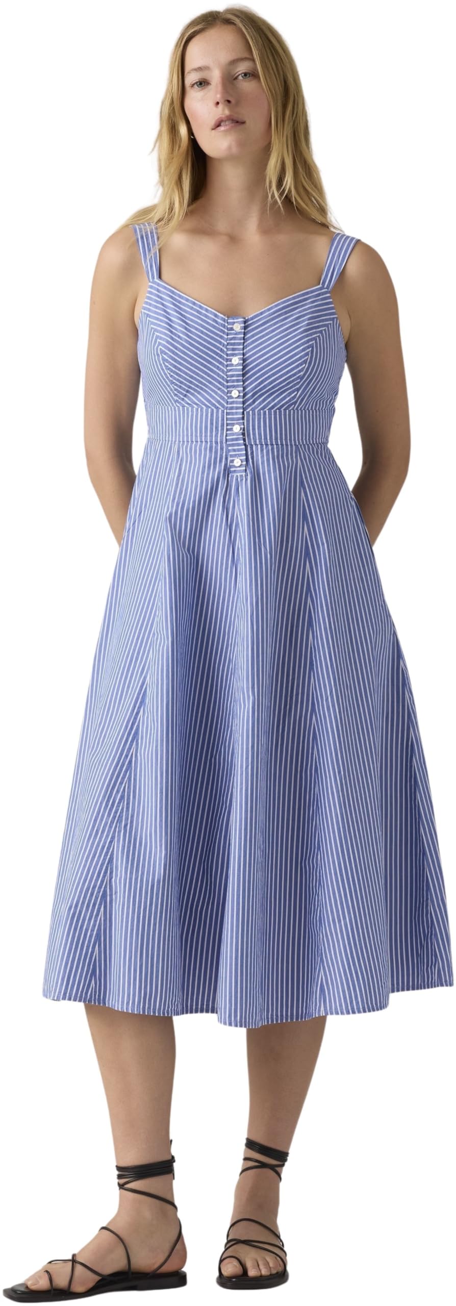 Levi's Donna Abito Midi Ravina con Chiusura con Bottoni, Linea a Trapezio