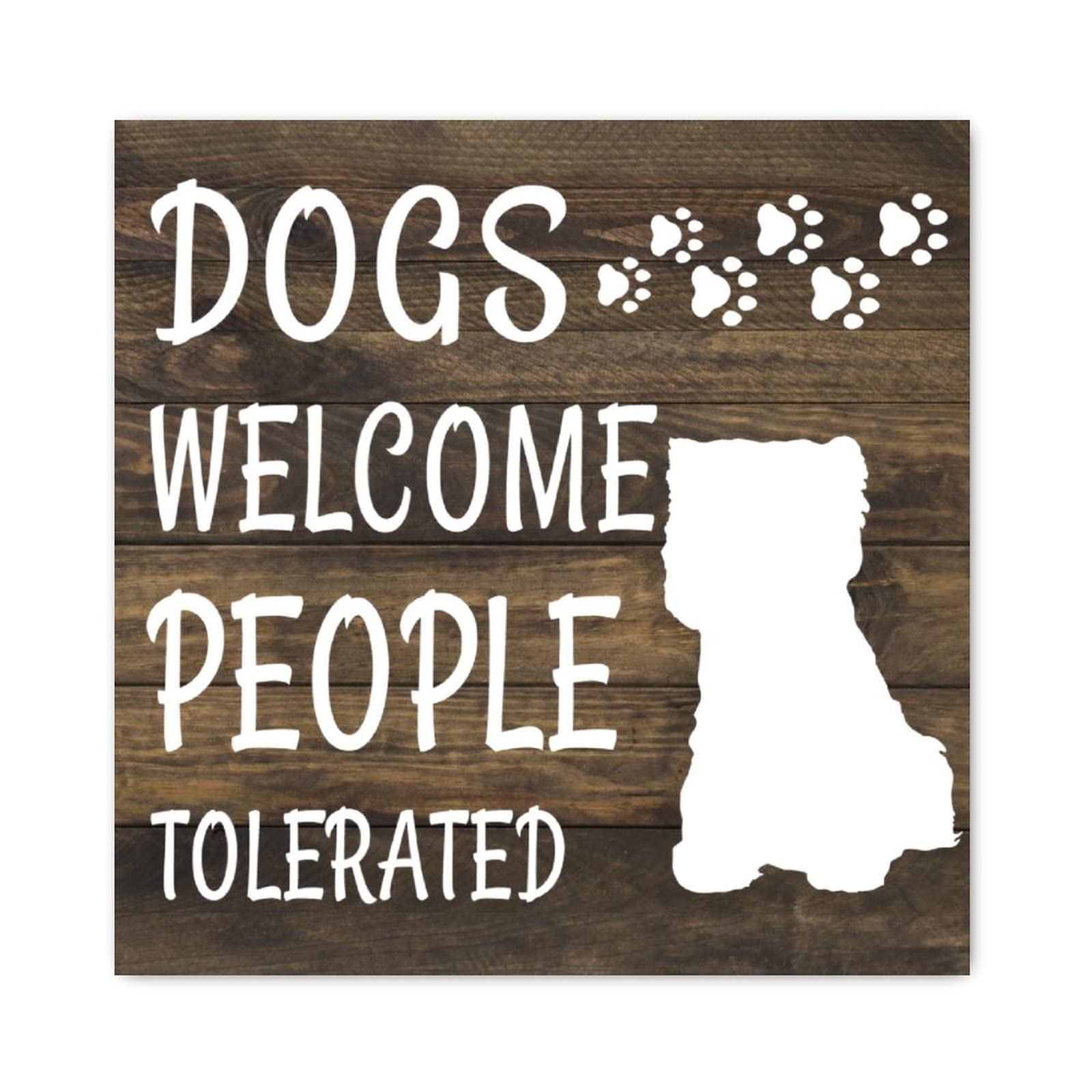 Panneau en bois Dogs Welcome deco murale humour chien 30x30 cm