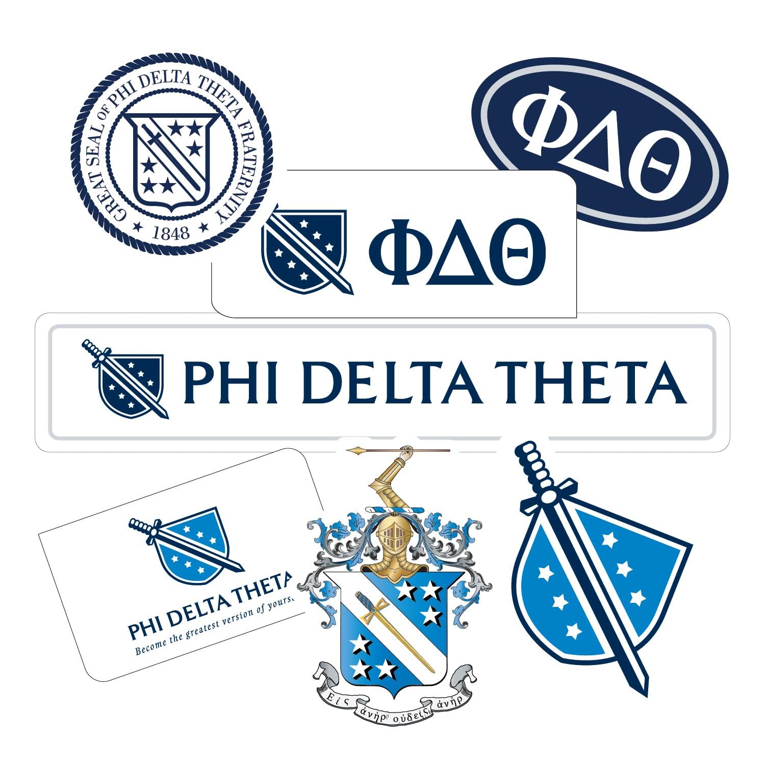 Autocollants Phi Delta Theta en vinyle pour personnaliser vos objets
