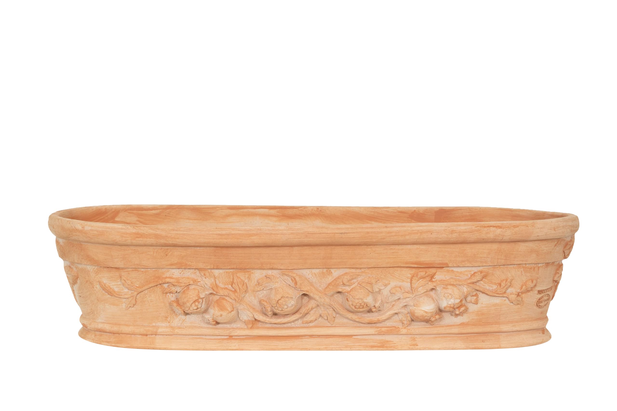 Biscottini Cassetta in Terracotta Artigianale Made in Italy 80x28x19 cm - Fioriera Rettangolare per Piante - Vasi decorativi Esterno e Interno - Ciotola in Terracotta per Fiori -Vaso Moderno Decorato