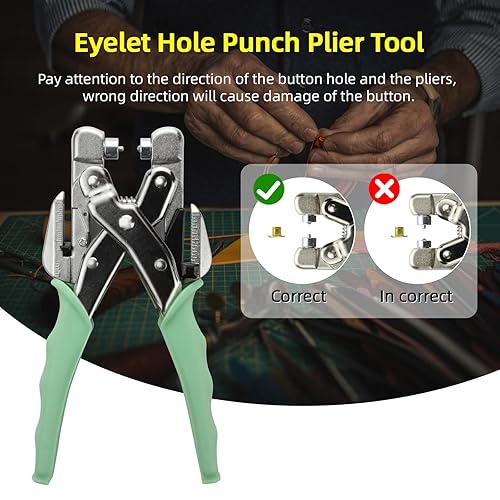 Miniatura 7 de Kit de herramientas de ojal de 316 y 18 y alicates perforadores de ojal, juego de herramientas de alicates con ojales de metal con 160 ojales de