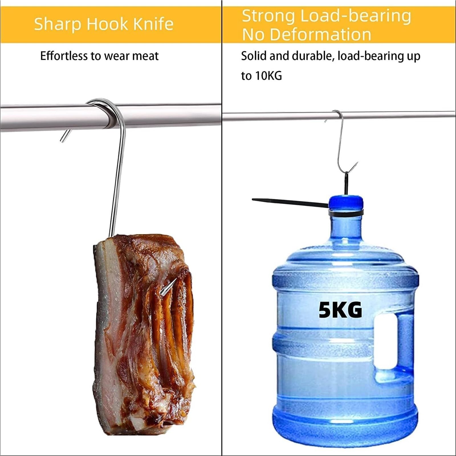 50 ganchos de acero inoxidable for colgar carne, for ahumadores, carniceros, barbacoas, cerdo, salchichas, tocino, jamones, pato, pavo, asado curado para Procesamiento de Carne(15cm)