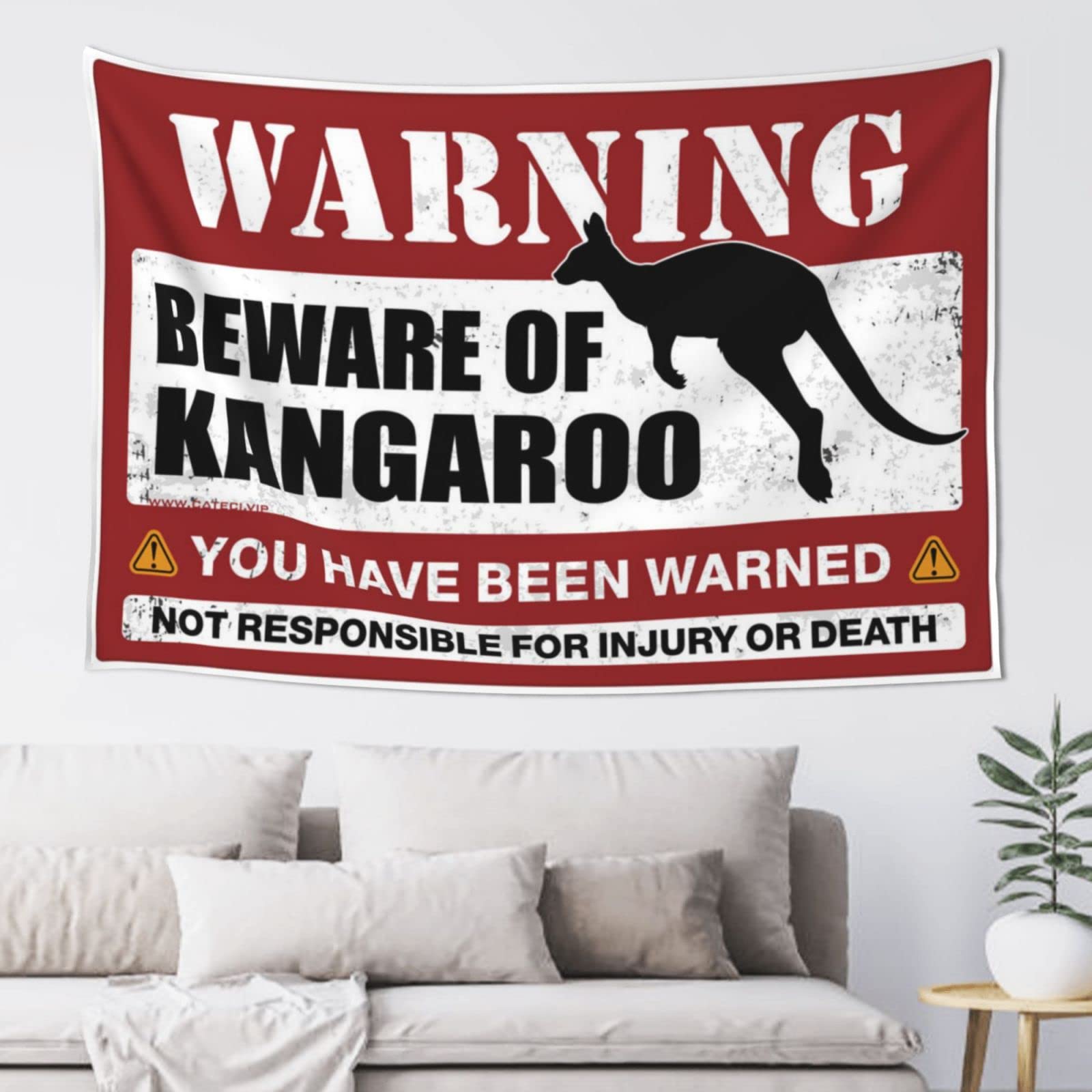 PRAVOXI Tapestry For Men Beware Of Kangaroo Tapestry Funny Bar Decor Beer Decor(100X150CM)