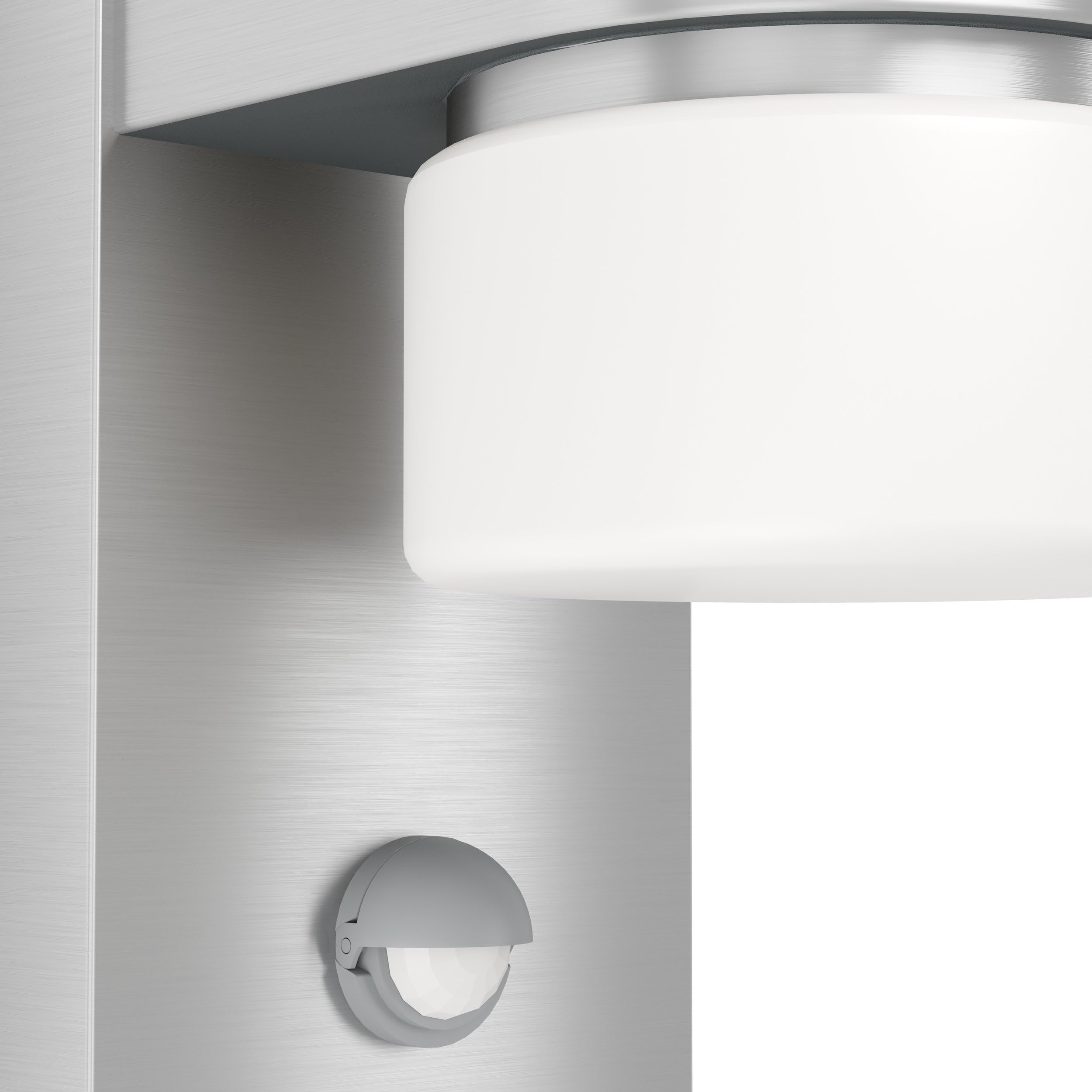 Eglo LED Lampada da Parete Esterna Atollari, 2 fiamme, illuminazione | esterna con sensore di movimento, lampada da parete in alluminio, acciaio inox e plastica, colore: argento, bianco, IP44