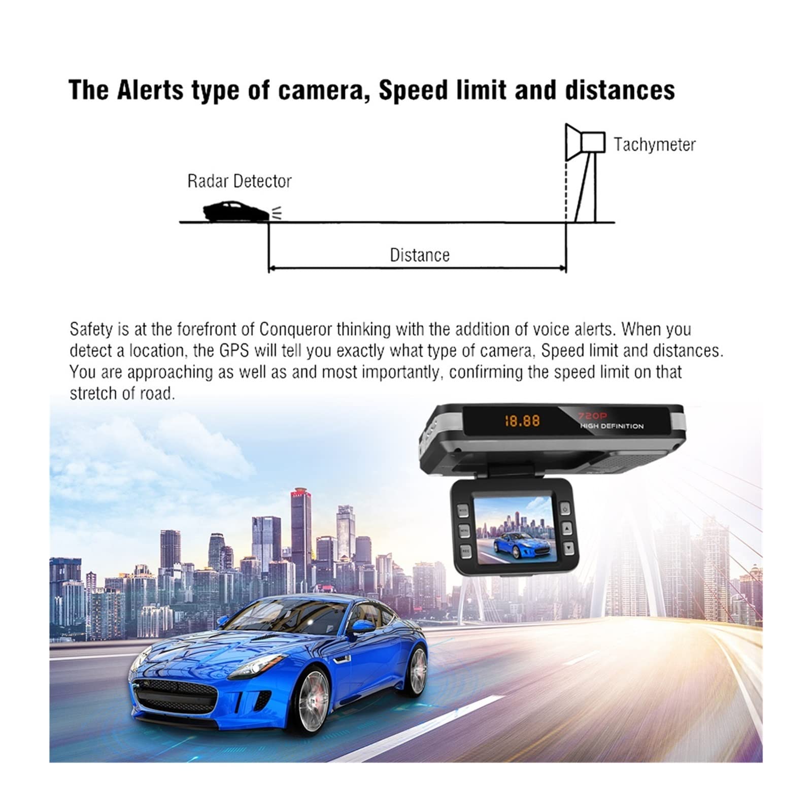 Radar de Coche DVR 9V ~ 24V 2 en 1 Detector Anti Radar grabadora de conducción cámara de vídeo detección de Flujo cámara de salpicadero Detector de Coche